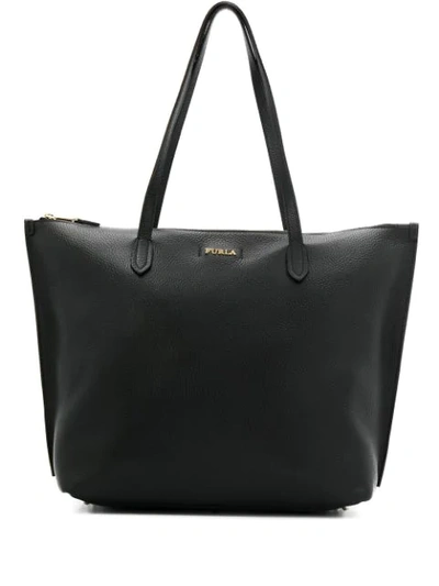 Furla Large Luce Leather Tote In Onyx