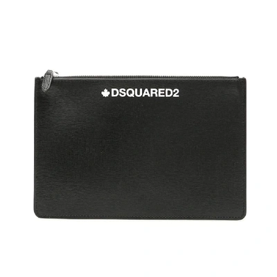 Dsquared2 Logo Embossed Clutch Bag In Black