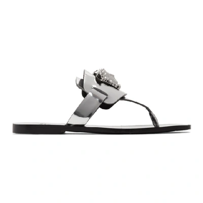 Versace Silver Palazzo Flat Thong Sandals