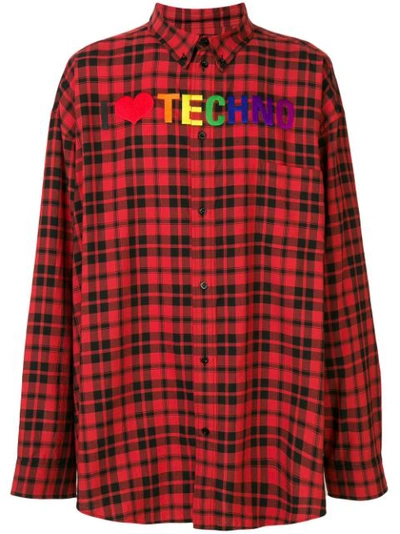 Balenciaga Red & Black 'i Love Techno' Normal Fit Shirt In Multicolor |  ModeSens