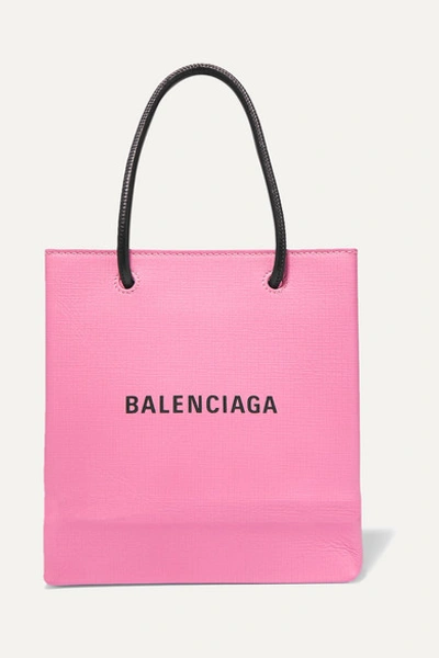 Balenciaga Xxs Printed Textured-leather Tote In Pink