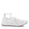 Jimmy Choo Andrea White And Silver Fabric Trainers In White/silver
