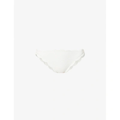 Marysia Antibes Scallop-trimmed Mid-rise Bikini Bottoms In Coconut