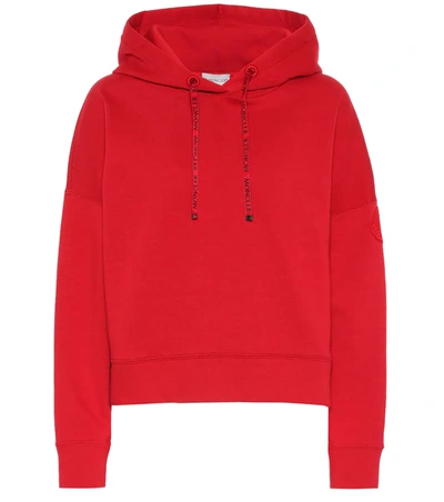 Moncler Logo Drawstrings Hoodie In Red