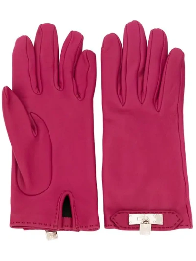 Pre-owned Hermes 2000s Cadena Motif Gloves In Purple