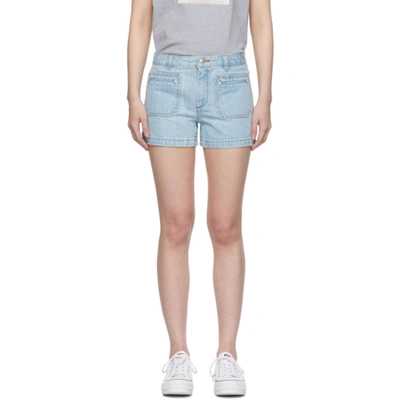 Apc Roma Mid-rise Denim Shorts In Blue