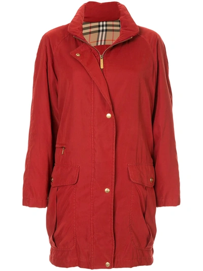 Pre-owned Burberry 1990s Zip-fastening Single-breasted Jacket In Red