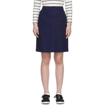 Apc Indigo Denim Therese Miniskirt In Blue