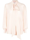 Givenchy Self-tie Collar Silk-crepe Shirt In Neutral