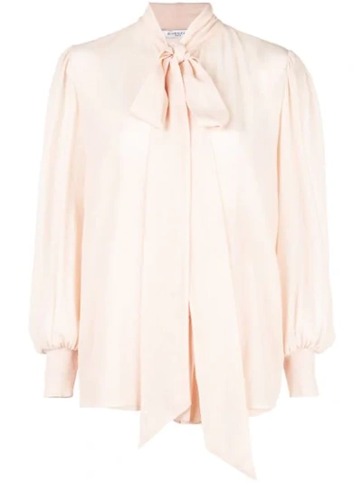 Givenchy Self-tie Collar Silk-crepe Shirt In Neutral