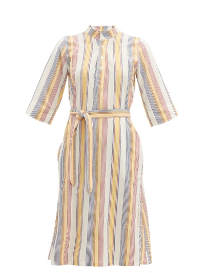 A.p.c. Oleson Striped Cotton-crepe Dress In White