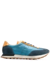 Maison Margiela Colorblocked Suede Low-top Sneakers In Blue