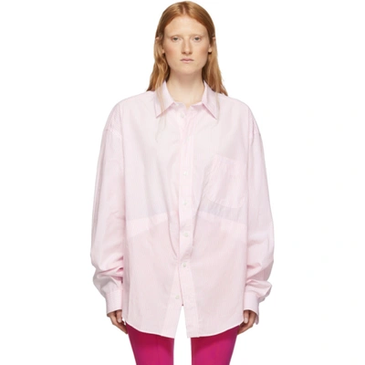 Balenciaga Striped Poplin Masculine Button-front Blouse In 5875 Rose W