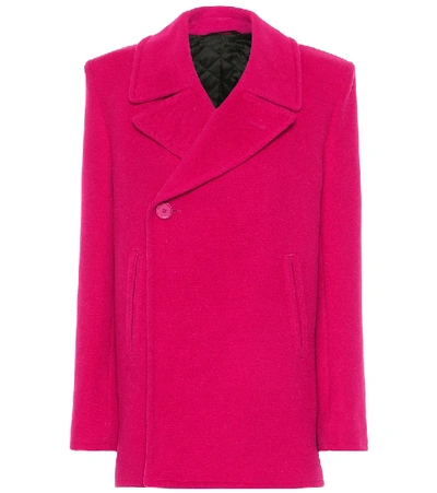 Balenciaga Baby Camel Wool Square-shoulder Blazer In Pink