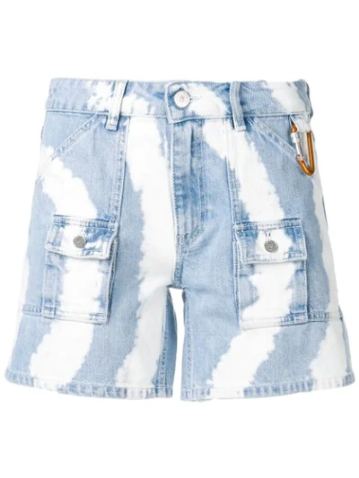 Ganni Blackstone Bleached Denim Shorts In Blue