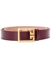 Givenchy Calfskin Leather Belt W/ Double-g Logo Buckle In Vermillion