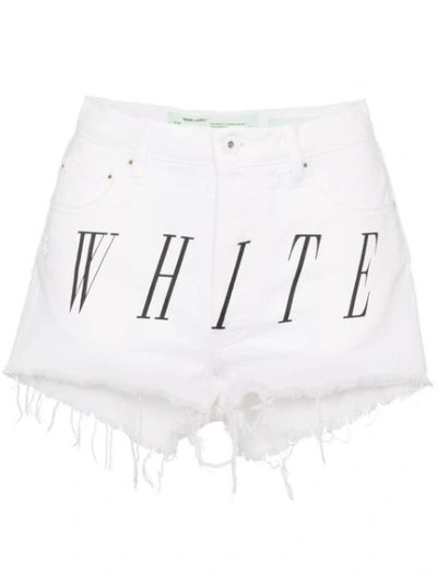 Off-white Distressed Denim Shorts In White