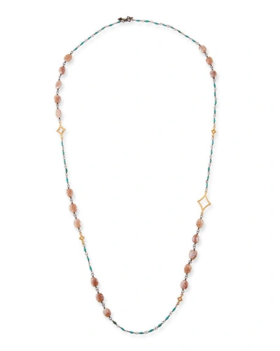 Armenta Cuento Long Crivelli & Stone Necklace, 40"l In Turquoise