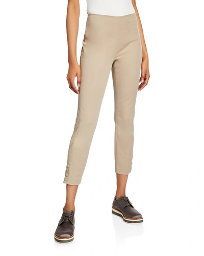 Theory Double-stretch Snap Leggings In Beige Stone