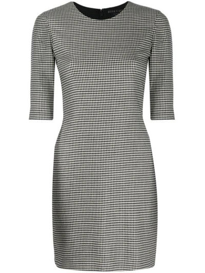 Alice And Olivia Delora Houndstooth Check Body-con Dress In Black Houndstooth