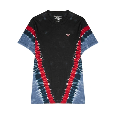 True Religion Chevron Tie-dye Cotton-jersey T-shirt In Black / Red / Blue