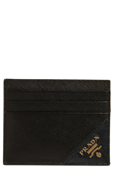 Prada Saffiano Leather Card Case In Nero 1