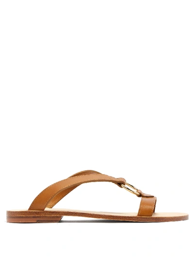 Apc Norma Cross-over Leather Slides In Noisette