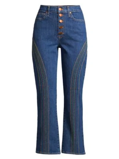 Alice And Olivia Fabulous Rainbow Baby High-rise Kick Flare Jeans In Enjoy This