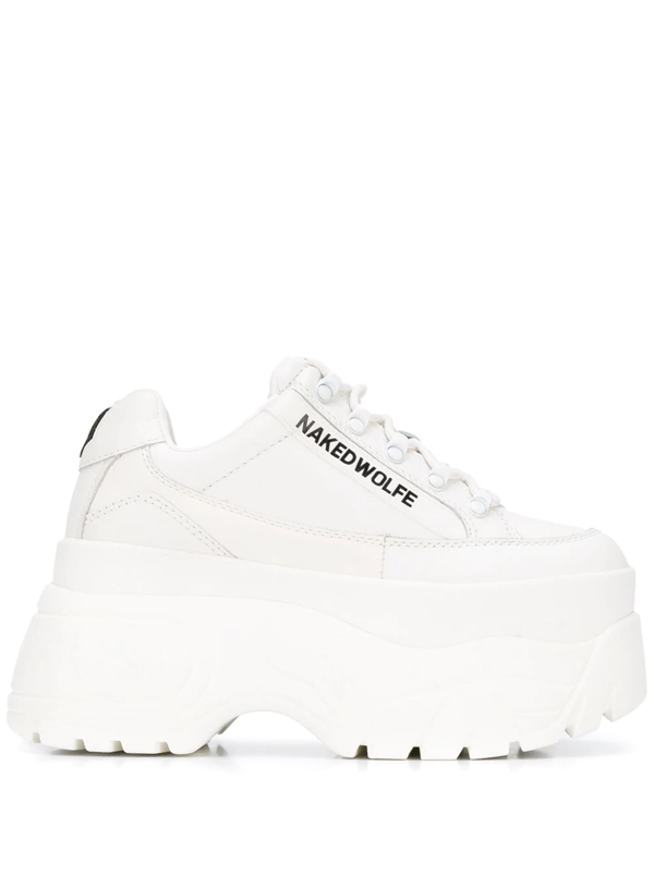 Naked Wolfe 70mm Sporty Leather Platform Sneakers In White | ModeSens