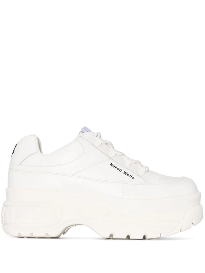 Naked Wolfe White Sporty 70 Platform Leather Sneakers Modesens 0040