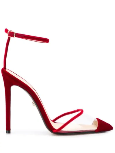 Alevì 110mm Bianca Plexi & Velvet Pumps In Red