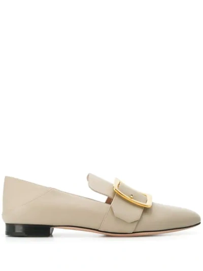 Bally 10mm Janelle Leather Loafers In Caillou 1 (beige)