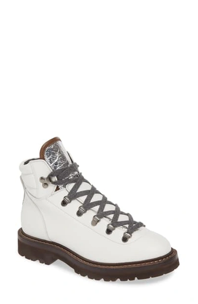 Brunello Cucinelli Urban Leather Hiking Boots In White