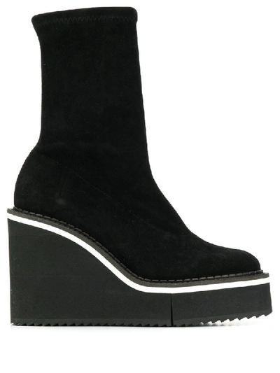 Clergerie Women's Bliss Suede Platform Wedge Sock Boots In Black