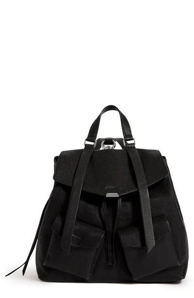 Allsaints Tower Washed Leather Backpack In Black