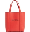 Balenciaga Extra Small Everyday Logo Calfskin Tote - Red In Vivid Red/ Black