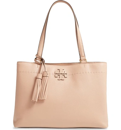Tory Burch Mcgraw Triple Compartment Leather Satchel In Devon Sand