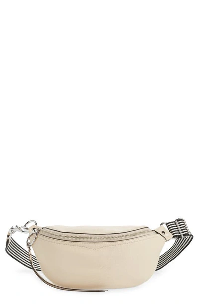 Rebecca Minkoff Bree Web Strap Leather Belt Bag In Clay silver