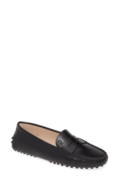 Tod's Gommini Driving Moccasin In Nero Leather