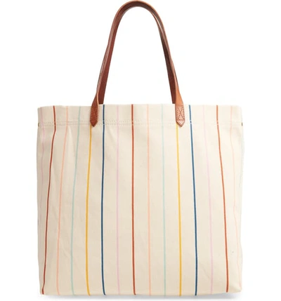 Madewell The Canvas Transport Tote: Rainbow Pinstripe Edition In Vintage Canvas Multi