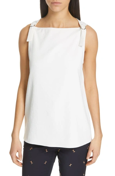 Tibi Chalky Drape D-ring Top In Ivory