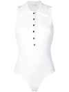 Tibi Tech Poly Polo Racerback Bodysuit In White