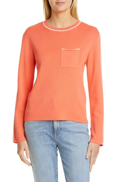 Equipment Pocket Detail Silk & Cotton Sweater In Hot Coral