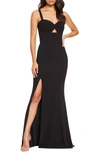 Dress The Population Brooke Twist Front Gown In Black