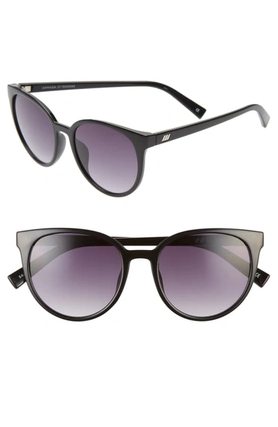 Le Specs Armada 54mm Cat Eye Sunglasses In Black/ Smoke Gradient