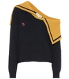 Monse Sailor Off-shoulder Wool Sweater In Blu