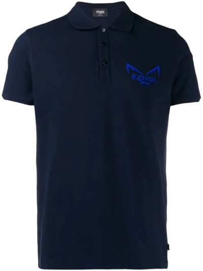 Fendi Diabolic Eyes Polo Shirt In Blue