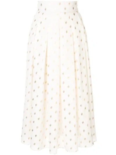 Bambah Disco Polka-dot Midi Skirt In White