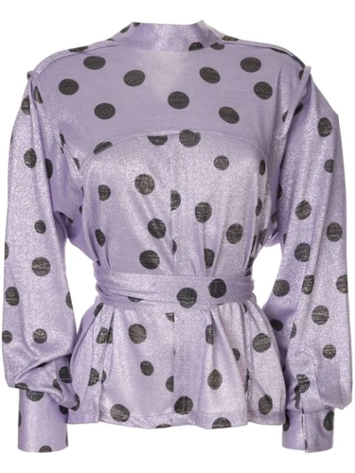 Bambah Polka Dot Envelope Blouse In Purple