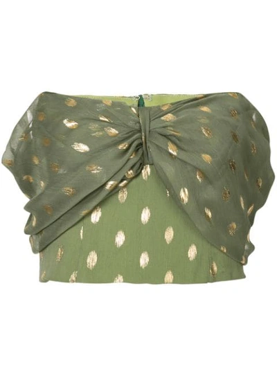 Bambah Polka Dot Cropped Shirt In Green